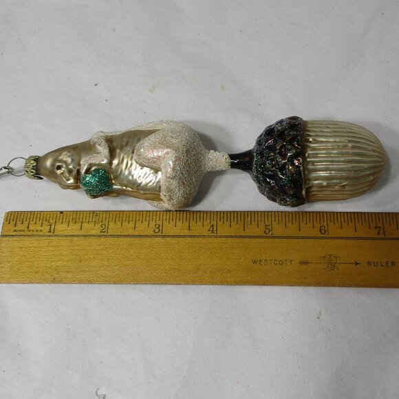 Squirrel and Acorn Glass Christmas Holiday Tree Ornament - Picture 5 of 9